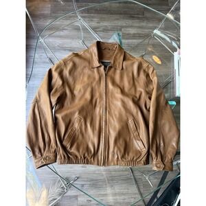 Vintage Men's Golden Bear Brown Leather Bomber Jacket Large